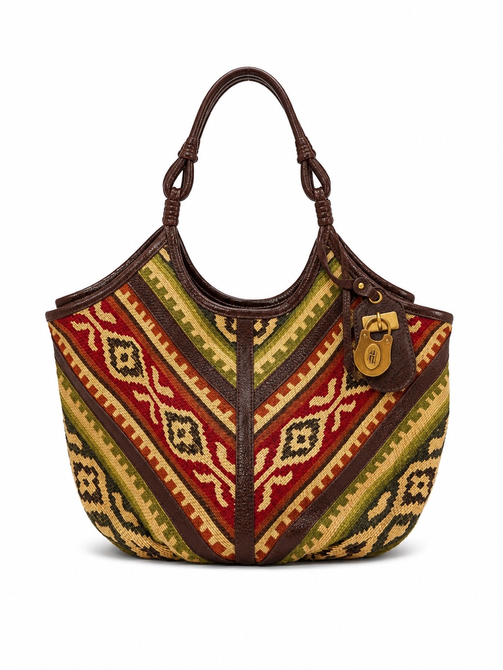 Vintage Lockheart Woven Tapestry Large Hobo Bag